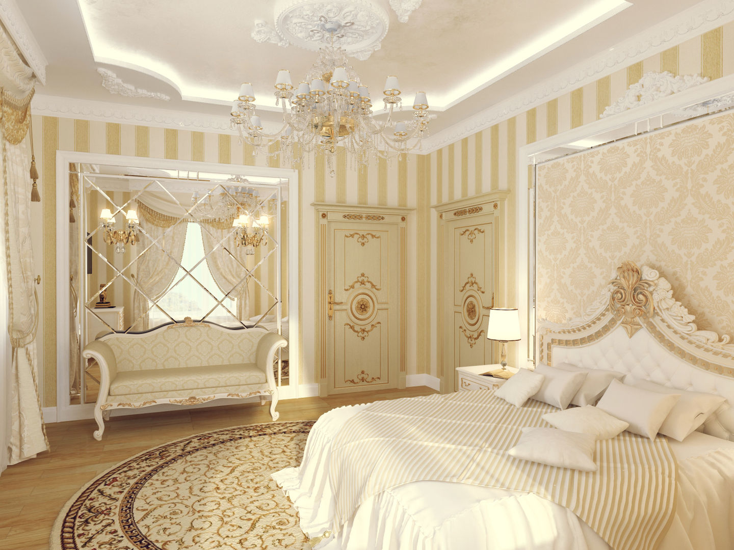 Фото спальни в классическом стиле в светлых тонах фото