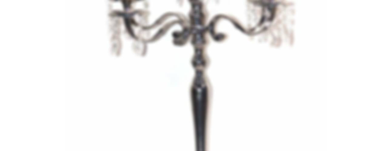 Nickel Plated 5 – Arm Crystal Drop Candelabra, M4design M4design غرفة المعيشة