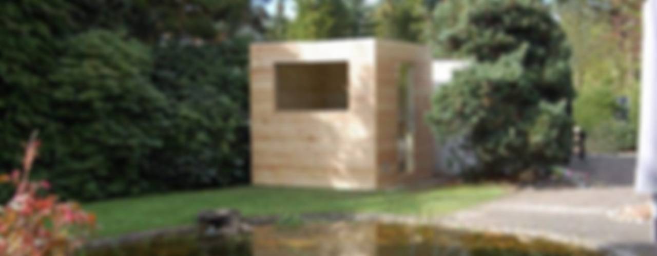 Saunahaus SQUARE BOX - Fassade: Lärchenholz-Rhombusprofil, SQUARE Saunahaus SQUARE Saunahaus 水療