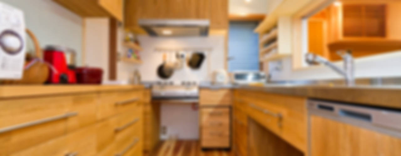 南鹿島のいえ, shu建築設計事務所 shu建築設計事務所 Modern kitchen Wood Wood effect