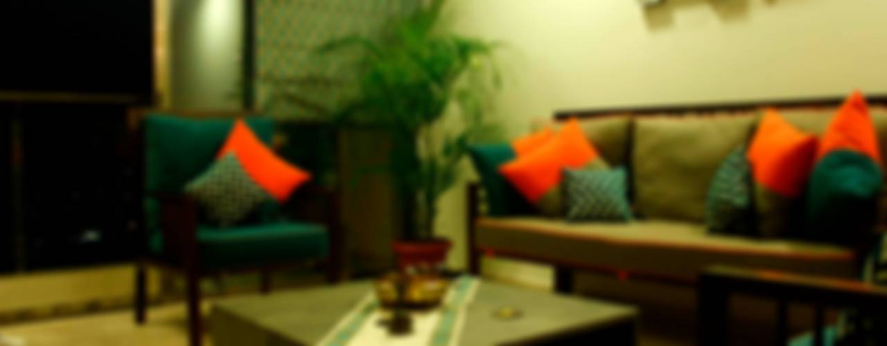 Residence at Raheja, Powai, JRarchitects JRarchitects 和風デザインの リビング