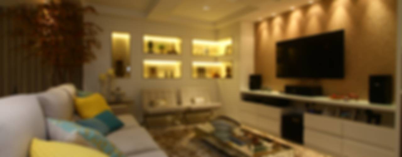 Uma cobertura estilo moderno e minimalista, Oleari Arquitetura e Interiores Oleari Arquitetura e Interiores Ruang Keluarga Modern