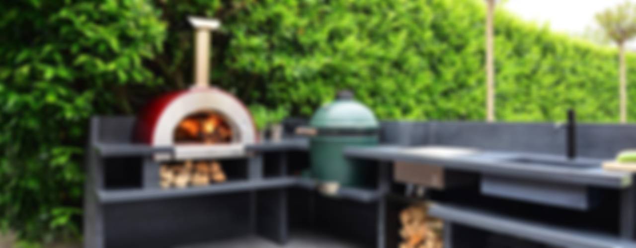 Outdoor kitchen with 5MINUTI wood-fired oven, Alfa Forni Alfa Forni Built-in kitchens