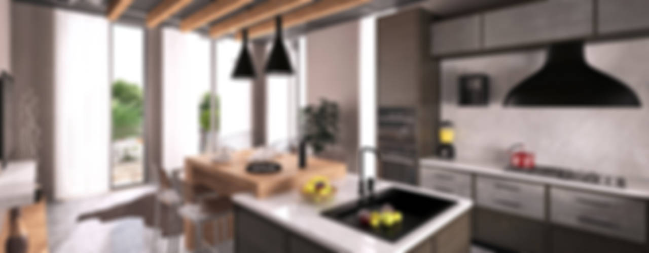 Teras Loft Villa - İç Mekan Tasarımı, Nilüferköy-Bursa, CM² Mimarlık ve Tasarım Stüdyosu CM² Mimarlık ve Tasarım Stüdyosu Modern kitchen