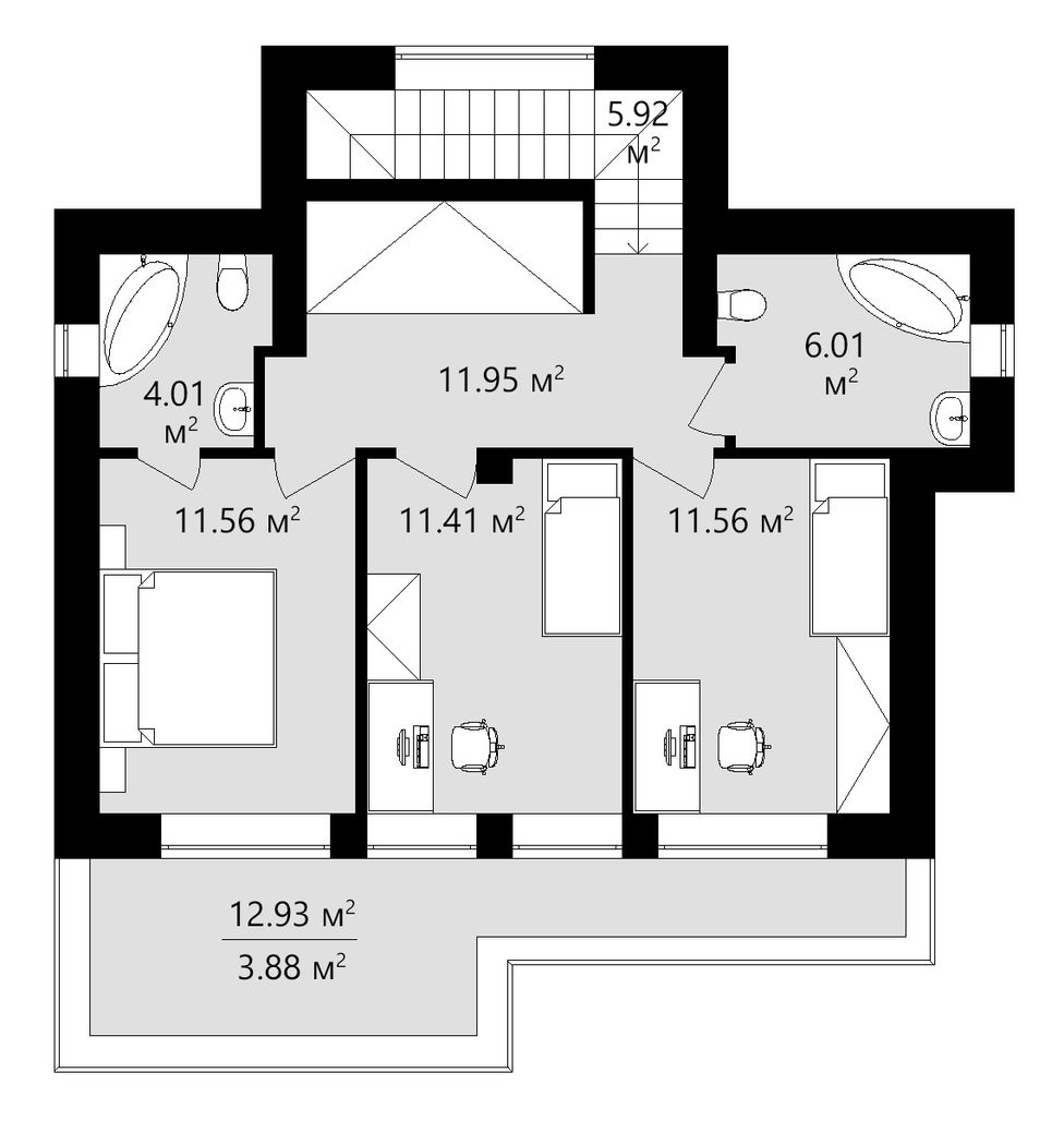 Проект дома для маленького участка: 144 м² с тремя спальнями 