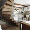 Stairs Detail ROAS ARCHITECTURE 3D DESIGN AGENCY Modern Oturma Odası