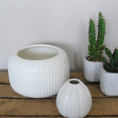 White Ceramic Textured Vases homify Scandinavian style houses Accessories & decoration