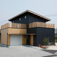 外観 有限会社クリエデザイン／CRÉER DESIGN Ltd. モダンな 家 工場,空,木,建物,アスファルト,土地区画,アーバンデザイン,シェード,住宅街,不動産