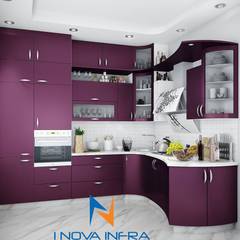 Kitchen Designs, I Nova Infra I Nova Infra Modern kitchen Cabinetry,Countertop,Furniture,Property,White,Tap,Purple,Sink,Product,Kitchen