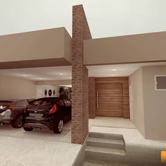 Projeto Residência Integrada: Casas  por Renan Carvalho Arquitetura e Interiores, Moderno Tijolo  