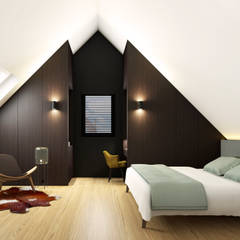 Zolderinrichting:  Slaapkamer door Studio Govaerts