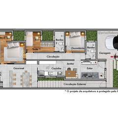 Projeto - Casa térrea em Campinas: Casas  por PRISCILLA BORGES ARQUITETURA E INTERIORES, Moderno   