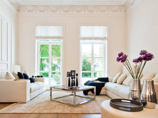 Wohnräume AMARIS Elements GmbH Klassische Wohnzimmer Sofa Couch 4-Sitzer Loungesofa Samt Stoff creme beige hell
