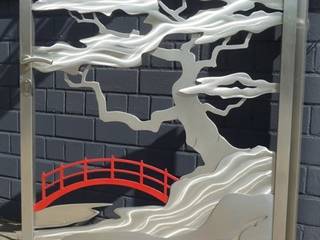 Stainless Steel Gates "Japanese Gate", Edelstahl Atelier Crouse: Edelstahl Atelier Crouse: アジア風 庭