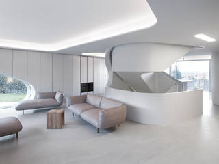 OLS HOUSE - new 4-person family home near Stuttgart, J.MAYER.H J.MAYER.H غرفة المعيشة