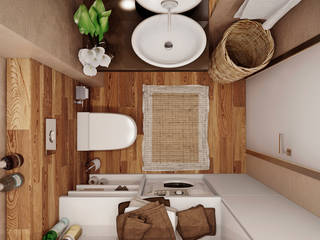 studio apartment, Angelina Alekseeva Angelina Alekseeva Salle de bain minimaliste
