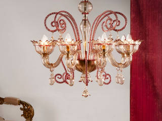 MOCENIGO - classic red and amber chandelier, YourMurano Lighting YourMurano Lighting Koridor & Tangga Klasik Kaca