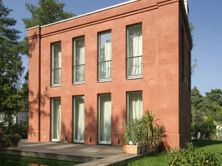 Temperamentvolles Rot - Wohnhaus in bewaldeter Umgebung , CG VOGEL ARCHITEKTEN CG VOGEL ARCHITEKTEN Casas clássicas