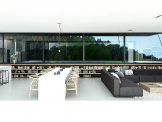 Una Residencia Minimalista y Moderna con una gran Piscina, DUE Architecture & Design DUE Architecture & Design Living room