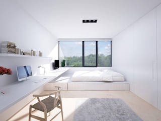 Una Residencia Minimalista y Moderna con una gran Piscina, DUE Architecture & Design DUE Architecture & Design Bedroom