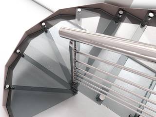 Escalera en acero Inox y peldaños de cristal, Enesca Enesca Escadas