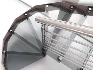 Escalera en acero Inox y peldaños de cristal, Enesca Enesca درج