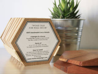 Bee Apis, wooden tiles for wall decor, Monoculo Design Studio Monoculo Design Studio Ulteriori spazi