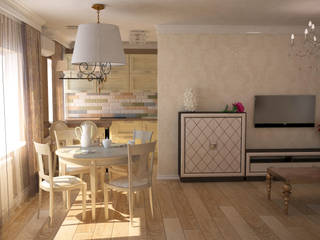 Кухня-гостиная в классическом стиле, Гурьянова Наталья Гурьянова Наталья Classic style living room