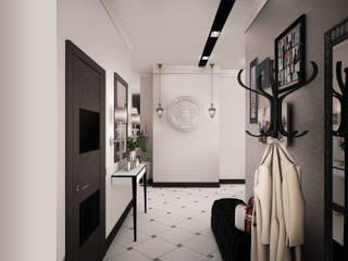 Проект интерьера трехкомнатной квартиры, Гурьянова Наталья Гурьянова Наталья Modern corridor, hallway & stairs