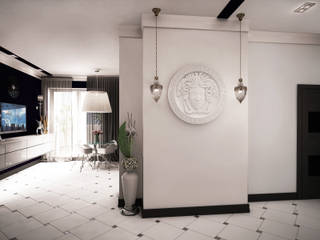 Проект интерьера трехкомнатной квартиры, Гурьянова Наталья Гурьянова Наталья Modern corridor, hallway & stairs
