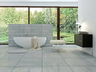 Sensestone Light Grey Matt Tiles homify 모던스타일 욕실 부속품