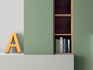 Industrial design - Dall'Agnese - Zona giorno Slim, IMAGO DESIGN IMAGO DESIGN Modern living room Shelves