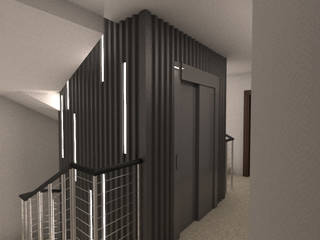 Instalación de ascensor Cantalejo (Segovia), Q:NØ Arquitectos Q:NØ Arquitectos Hành lang, sảnh & cầu thang phong cách công nghiệp