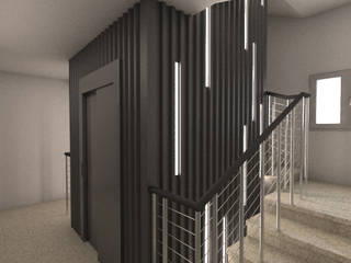Instalación de ascensor Cantalejo (Segovia), Q:NØ Arquitectos Q:NØ Arquitectos Industrial corridor, hallway & stairs