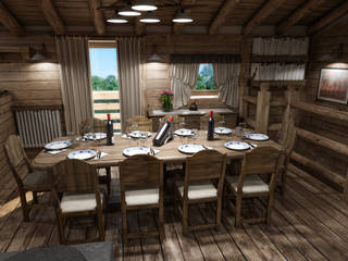 Cascina di Montagna, studiosagitair studiosagitair Rustic style dining room
