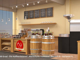 "60 Grad" + "Bäckerei Gaues" - Markthalle Hannover - Innenarchitektur , GID / GOLDMANN-INTERIOR-DESIGN GID / GOLDMANN-INTERIOR-DESIGN مساحات تجارية