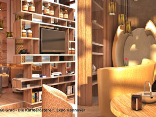 Innenarchitektonische Gesamtkonzeption 60 Grad - Messe/Expo Hannover, GID / GOLDMANN-INTERIOR-DESIGN GID / GOLDMANN-INTERIOR-DESIGN Коммерческие помещения Изделия из древесины Прозрачный