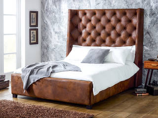 Arthur Tall Faux Leather Bed homify Nowoczesna sypialnia Łóżka i zagłówki