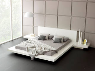 Emer White Bed homify Cuartos de estilo moderno Camas y cabeceras