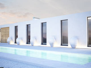 Una Residencia Minimalista y Moderna con una gran Piscina, DUE Architecture & Design DUE Architecture & Design Modern houses