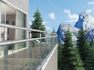 Easy Hold Glass, IAM Design IAM Design Minimalist Balkon, Veranda & Teras