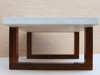 White Concrete & Reclaimed Wood Coffee Table, IGMA Designs IGMA Designs ห้องนั่งเล่น