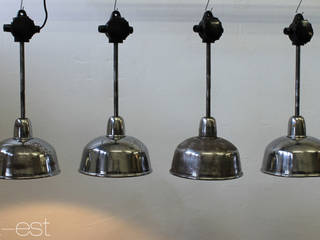 "GERA PENDEL" Patinierte Industriedesign Fabrik Lampe Stahlblech / Bakelit, Lux-Est Lux-Est Commercial spaces