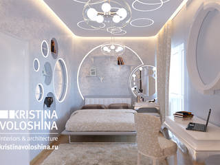 Современная квартира в Королеве стиль бионика, kristinavoloshina kristinavoloshina غرفة نوم