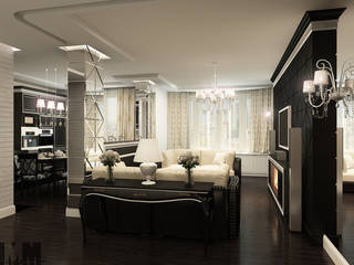 Фьюжн в черно-белом, ММ-design ММ-design Classic style living room