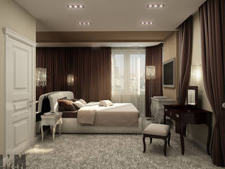Фьюжн в черно-белом, ММ-design ММ-design Dormitorios de estilo clásico