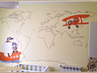 Murales en habitaciones infantiles, CAMPU.NET CAMPU.NET モダンデザインの 子供部屋