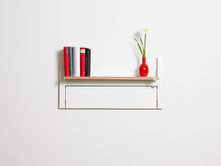Fläpps Shelf 80x40x2 - The Double Slim, AMBIVALENZ AMBIVALENZ ミニマルデザインの 書斎 合板（ベニヤ板）