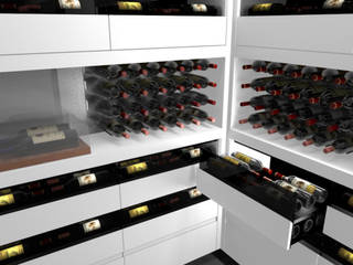 Projet 3D - Cave à vin en Corian Blanc Iceberg, Degré 12 Degré 12 ห้องเก็บไวน์
