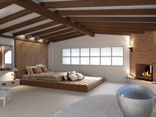 Perspectivas 3D - Diseño de una habitación , Realistic-design Realistic-design Phòng ngủ phong cách thực dân